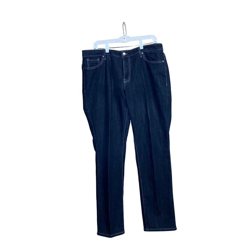 Nine West Straight Leg Jeans Women's 14/32 Dark Wash Denim Embellished Pockets